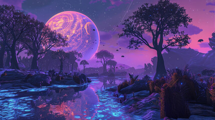 Stunning alien world sci-fi style  background