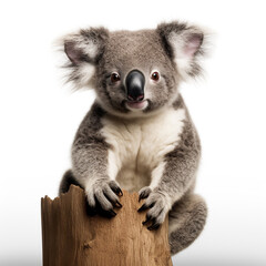photo of a koala on a white background сreated with Generative Ai