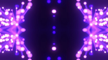 futuristische violette leuchtende synchrone Netzwerkverknüpfungen mit Knotenpunkten, Fraktal,...