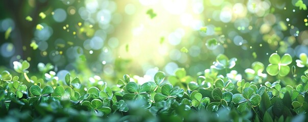happy st patricks day clover green leaves background