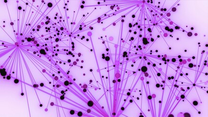 futuristische pink rosa leuchtende synchrone Netzwerkverknüpfungen mit Knotenpunkten, Fraktal, Muster, Kreis, Verbindungen, KI, Internet, Server, Plexuseffekt, System, FTTH, Daten, leuchten
