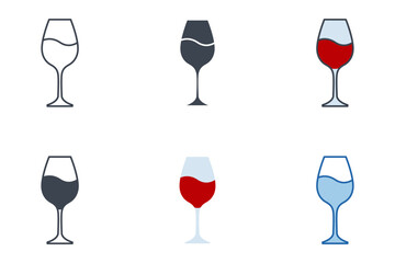 Wine Glass icons with different styles. Wine symbol vector illustration isolated on white background