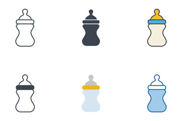 feeding bottle icons with different styles. Newborn baby or infant milk bottle symbol vector illustration isolated on white background