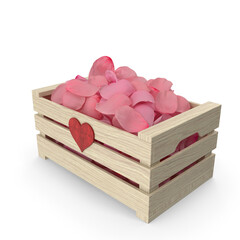 Wooden Box with Petals Pink Version