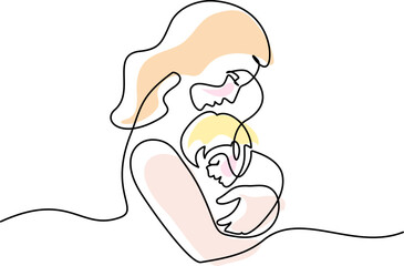 Happy Mother day card. Mother kissing baby.
