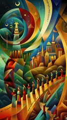 abstract passover story haggadah book. Mozes ordering let my people go out of Egypt. vector and illustration