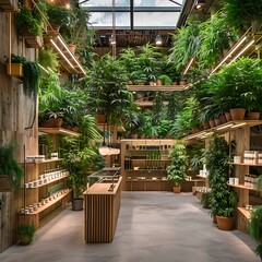 Retail store with live plants