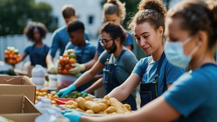 group of volunteers collecting surplus food to donate to those in need, exemplifying the spirit of generosity on Stop Food Waste Day