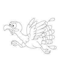 Coloring pages. Black and white vector cartoon illustration.Thanksgiving.Coloring book (turkey)