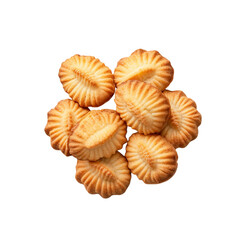 Madeleine cookies, top view isolated on transparent background