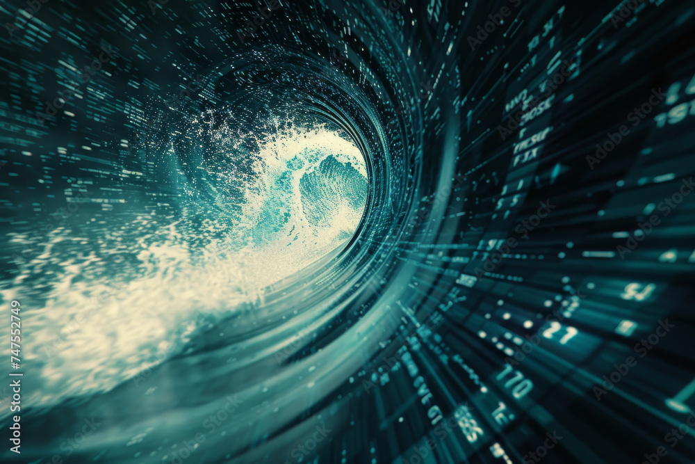 Fototapete A computer generated image of a wave in a tunnel