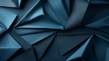 Geometric paper shapes on abstract blue background