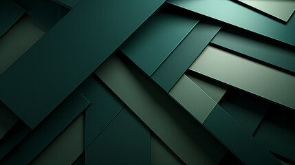 Fototapeta premium 3D abstract background with green paper shapes.