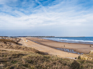 Fototapeta na wymiar South Shields beach at South Tyneside, UK at low tide.