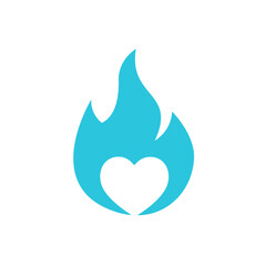 Bonfire, heart  icon on white background. From blue icon set.