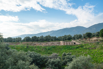 Fototapeta na wymiar Scenic views from The Nysa on the Maeander which was an ancient city and bishopric of Asia Minor, whose remains are in the Sultanhisar, Aydın, Turkey