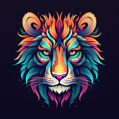 logo template for an colorful fantasy animal's face illustration сreated with Generative Ai