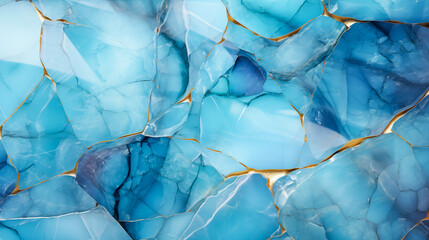 Natural beauty of a blue aquamarine stone, highlighting its vibrant hues and complex vein patterns.