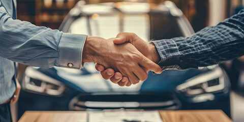 Obraz na płótnie Canvas Closing a car sale deal, car on blurred background 