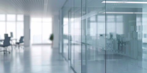 Empty office with large glass doors