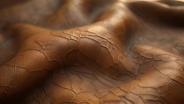 Texture of weathered leather featuring a patchwork of creases and imperfections that tell a story of use and wear.