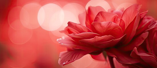 A detailed view of a red flower with tender petal texture, set against a blurred background.