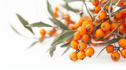 sea buckthorn berry on white background.