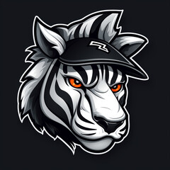 A mascot logo of a zebra head wearing cap for a s club or team animal mascot logotype сreated with Generative Ai