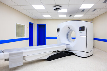 Tomograph in the hospital. Background with selective focus and copy space