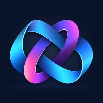 Abstract 3d infinity sign. Vector illustration. Blue and pink colors.