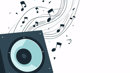 Music background with musical notes and speaker. Vector illustration for your design. 