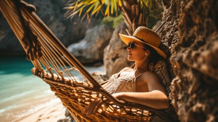 woman relaxing on hammock
