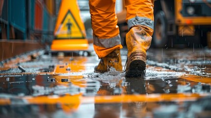 Floor Danger Warning Board. Hazards of Activities.