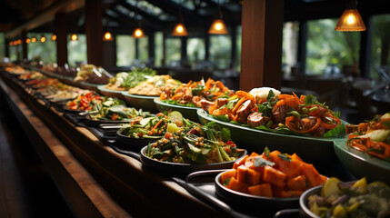 Obraz premium Cuisine Culinary Buffet Dinner Catering Dining Food Celebration Party Concept.