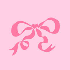 Decorative pink bow. Wedding celebration, holiday, party decoration, gift, present concept