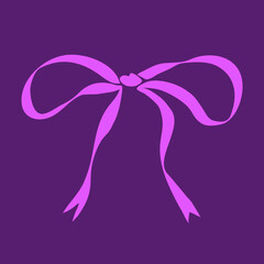 Decorative purple bow. Wedding celebration, holiday, party decoration, gift, present concept