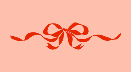 Decorative red bow. Wedding celebration, holiday, party decoration, gift, present concept