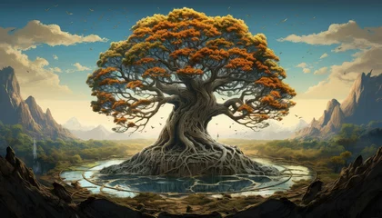 Fotobehang 3d Digital art of the Tree of Life oil painting © MuhammadImran