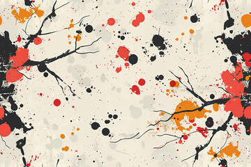 Splatter Art Branches Background Pattern. Generative AI