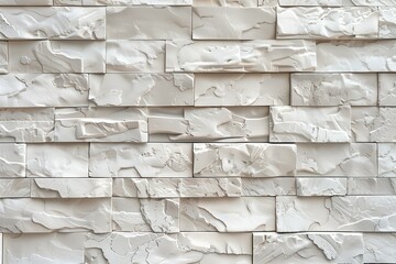 white marble brick wall with recangle parts forming 3d texture pattern 