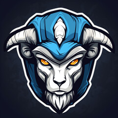 A mascot logo of a goat head wearing cap for a club or team animal mascot logotype сreated with Generative Ai