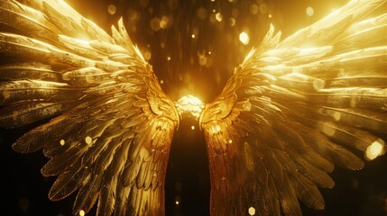 Spread golden angel wings 