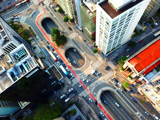 Urban Crossroads: High Above the Intersecting Streets and Tunnels of City Traffic, Avenida...