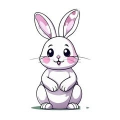 Colorful illustration of a cute Easter bunny isolated on a transparent background. Animal nature icon concept in premium vector style.
