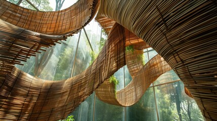 Rattan roof in the garden of a hotel - obrazy, fototapety, plakaty