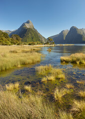 Milford Sound, Mitre Peak, Fiordland Nationalpark, Southland, Südinsel, Neuseeland, Ozeanien