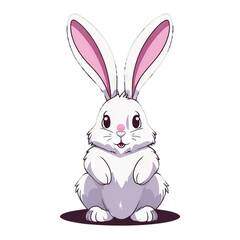 Colorful illustration of a cute Easter bunny isolated on a transparent background. Animal nature icon concept in premium vector style.