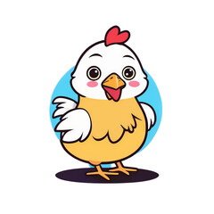 Colorful illustration of a cute chicken baby isolated on a transparent background.