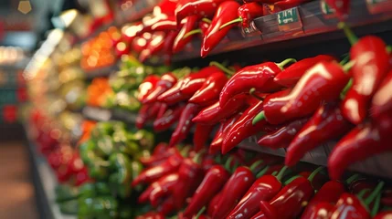 Fotobehang hot pepper, different varieties of pepper © Сергей Безрученко