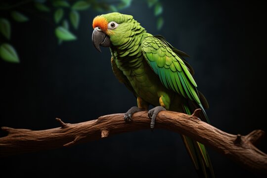 a green parrot on a branch